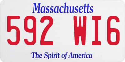 MA license plate 592WI6