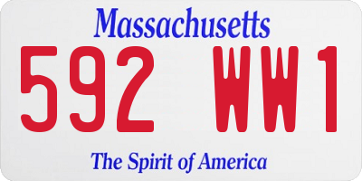MA license plate 592WW1