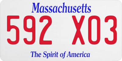 MA license plate 592XO3