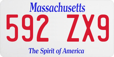 MA license plate 592ZX9