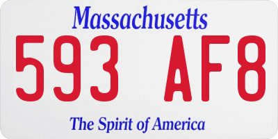 MA license plate 593AF8