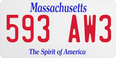 MA license plate 593AW3