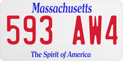 MA license plate 593AW4