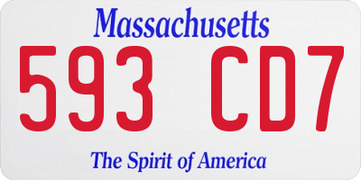 MA license plate 593CD7