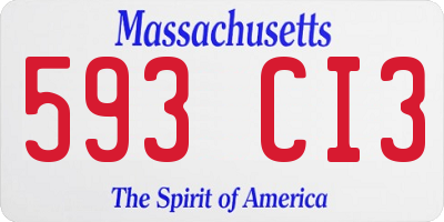 MA license plate 593CI3