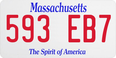 MA license plate 593EB7