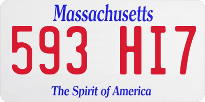 MA license plate 593HI7