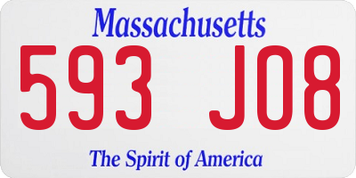 MA license plate 593JO8