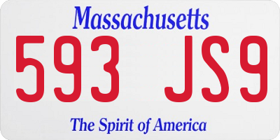 MA license plate 593JS9