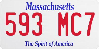 MA license plate 593MC7