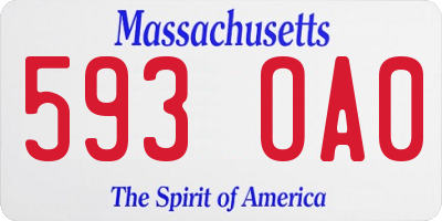 MA license plate 593OA0