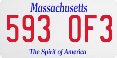 MA license plate 593OF3