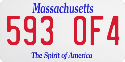 MA license plate 593OF4