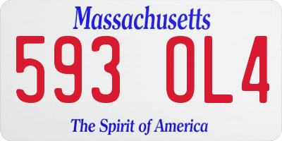 MA license plate 593OL4