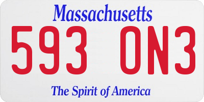 MA license plate 593ON3