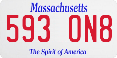 MA license plate 593ON8