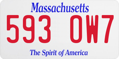 MA license plate 593OW7