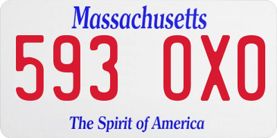 MA license plate 593OX0