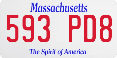 MA license plate 593PD8