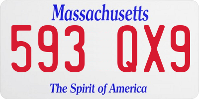 MA license plate 593QX9