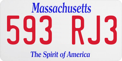 MA license plate 593RJ3