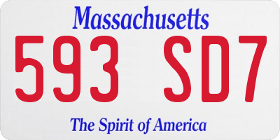 MA license plate 593SD7
