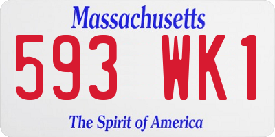 MA license plate 593WK1