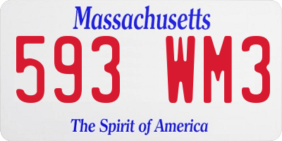 MA license plate 593WM3