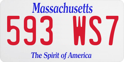 MA license plate 593WS7