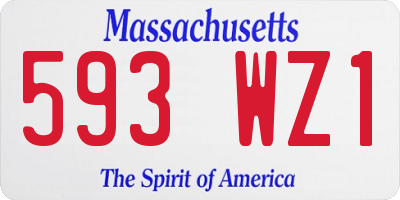 MA license plate 593WZ1