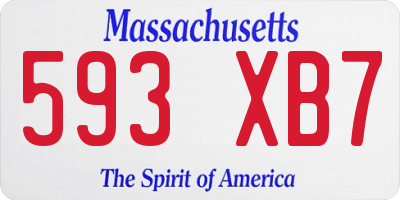 MA license plate 593XB7
