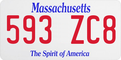 MA license plate 593ZC8