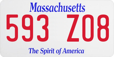 MA license plate 593ZO8