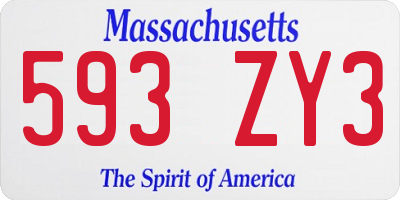 MA license plate 593ZY3