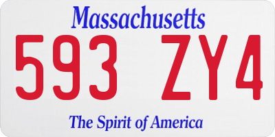 MA license plate 593ZY4