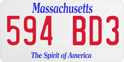 MA license plate 594BD3