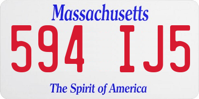 MA license plate 594IJ5