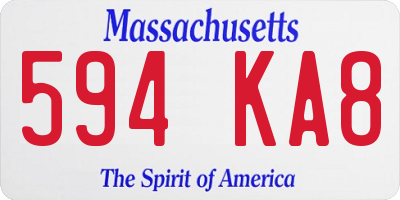 MA license plate 594KA8