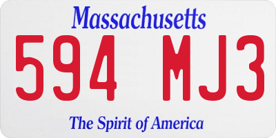MA license plate 594MJ3