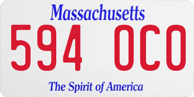 MA license plate 594OC0