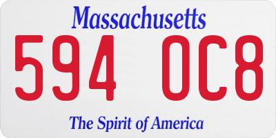 MA license plate 594OC8