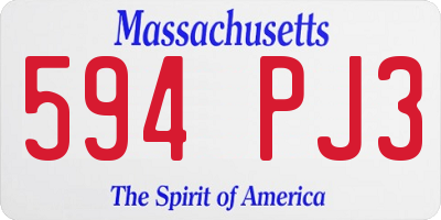MA license plate 594PJ3