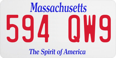 MA license plate 594QW9