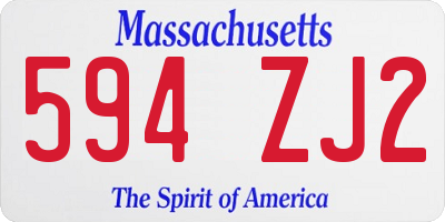 MA license plate 594ZJ2