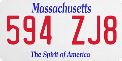 MA license plate 594ZJ8