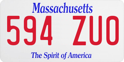 MA license plate 594ZU0