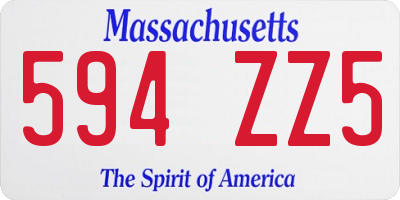 MA license plate 594ZZ5