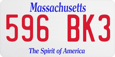 MA license plate 596BK3