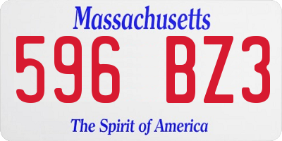 MA license plate 596BZ3