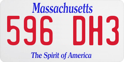 MA license plate 596DH3